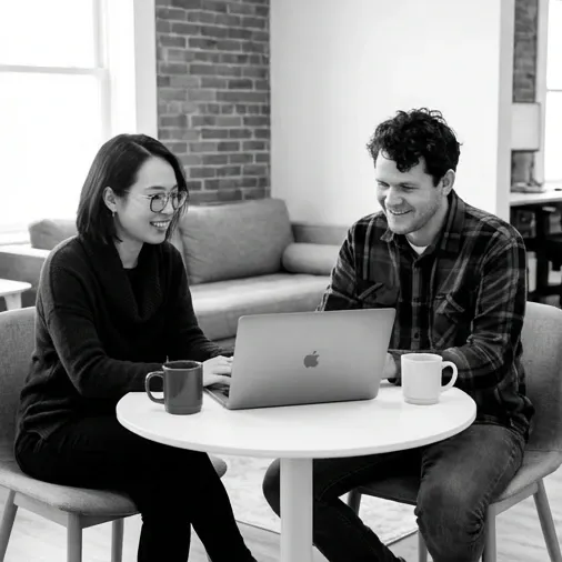 Tiff et Conor, l'équipe WEBASIX au travail